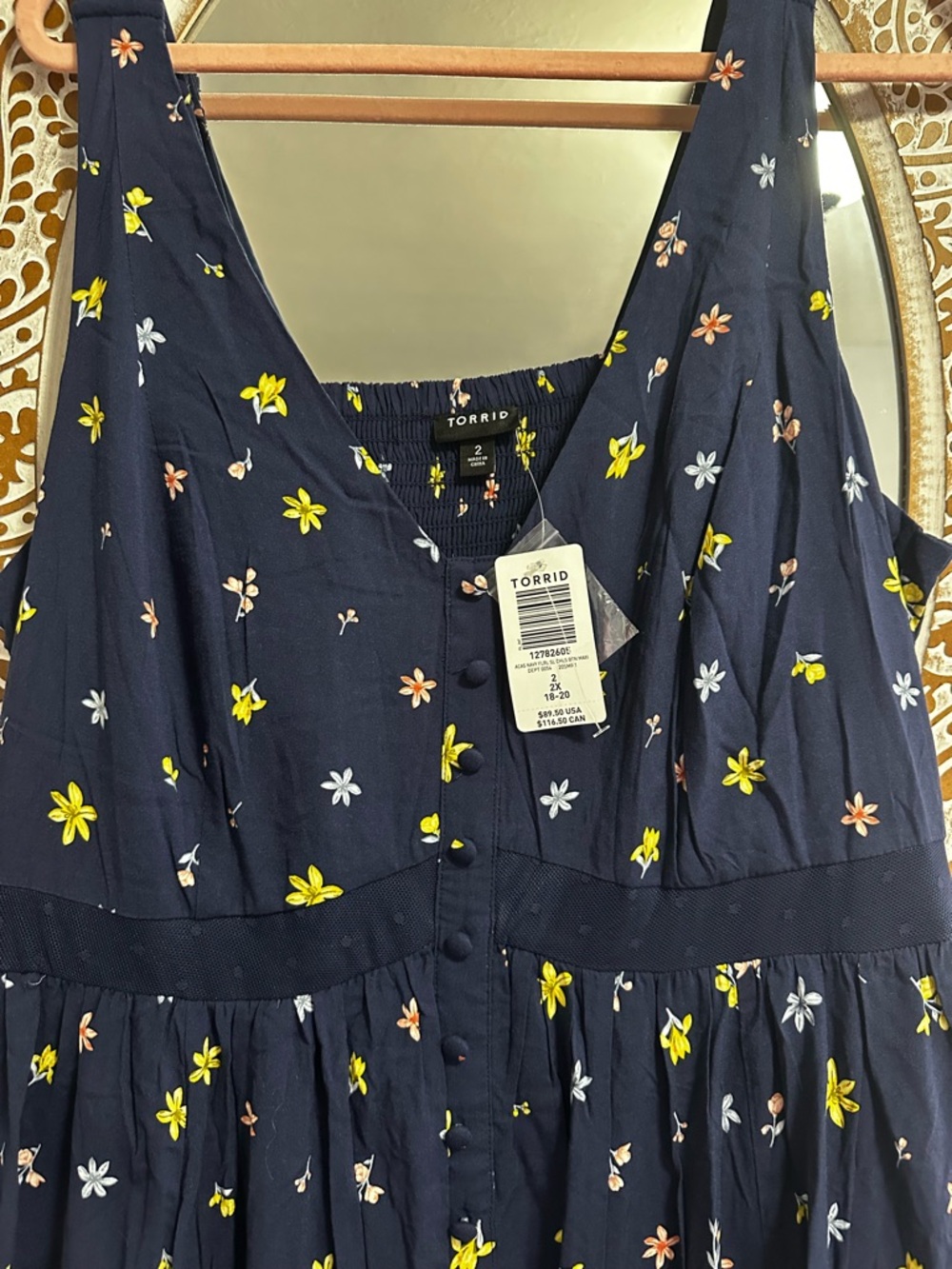 Torrid Navy Floral Tiered Maxi Dress - Picture 3 of 4